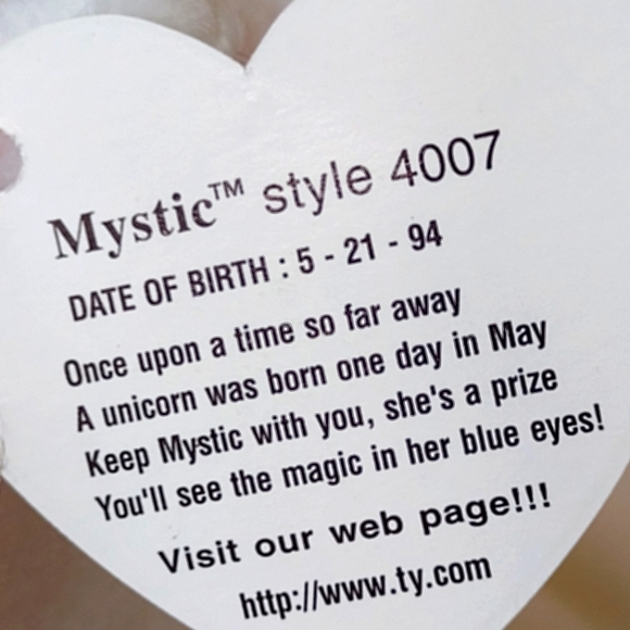 Beanie Baby Snowy White 🦄 Unicorn 🦄 with ERRORS